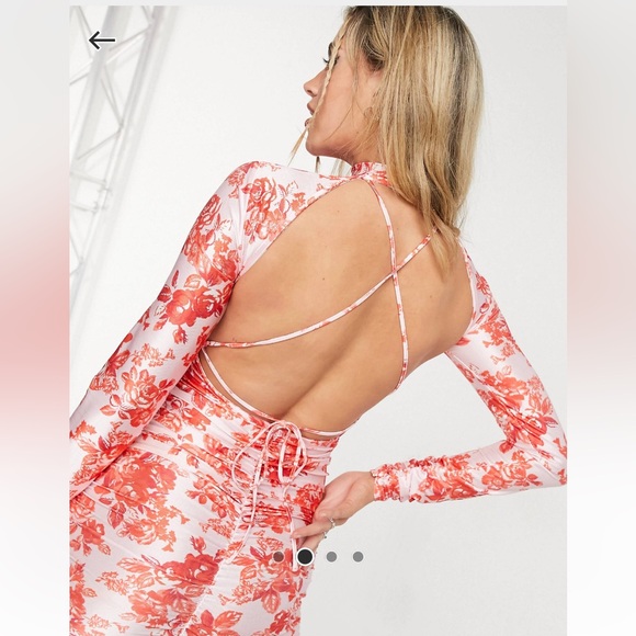 ASOS DESIGN Floral Satin Dress - Picture 3 of 4